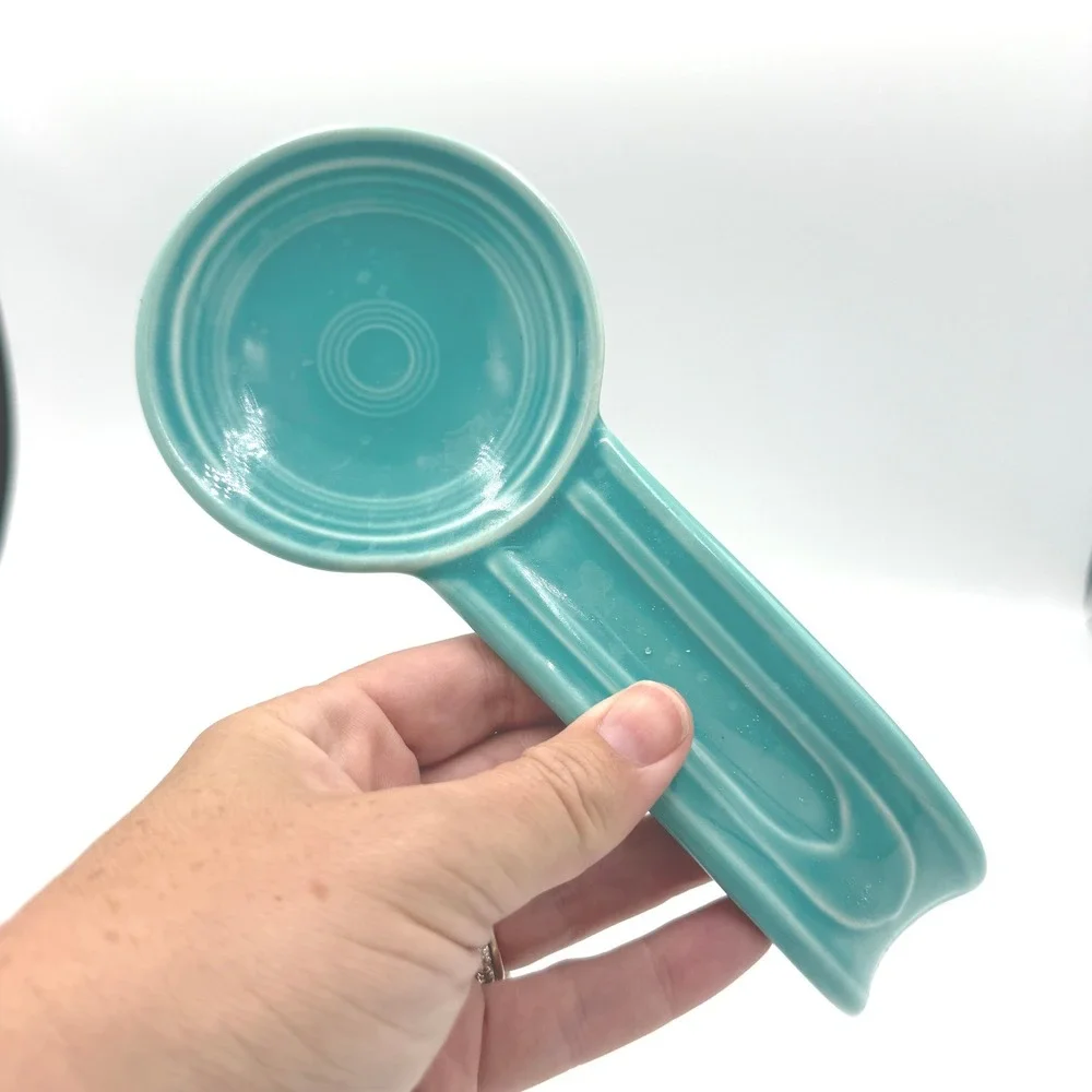 Fiesta Spoon Rest Turquoise Ceramic Kitchen Tool Teal Blue USA Made U58